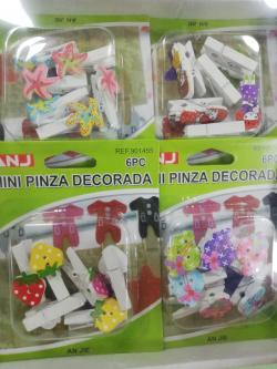  PINZAS MINIS DECORADAS X6 