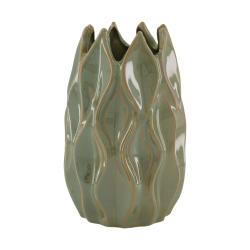  VASE EFECTO HOJAS VERDE 13X13X205CM