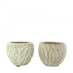  MACETA BLANCA HOJAS 11CM