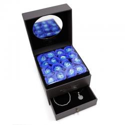  JOYERO ESPEJO FLORES JABON AZUL Y CELESTE   