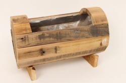  JARDINERA MADERA BARRIL Ø25X16CM 