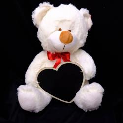  OSO BLANCO CON LAZO PIZARRA 30CM