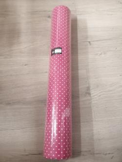  BOBINA TEXTIL PUNTOS FUSCIA 53CMX15M