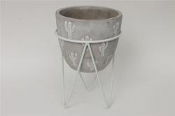  MACETA CEMENTO CACTUS + SOPORTE Ø21 X19CM 