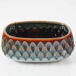  MACETA ESMALTADA RODAJAS OVAL Ø17X11CM 