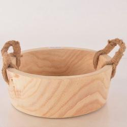  RECIPIENTE MADERA CON CUERDA 29X10 CM  
