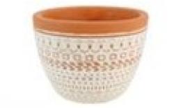  MACETA LOMASO GRABADA BLANCA  