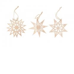  ESTRELLAS MADERA NATURAL 19X19CM  3 UNI  