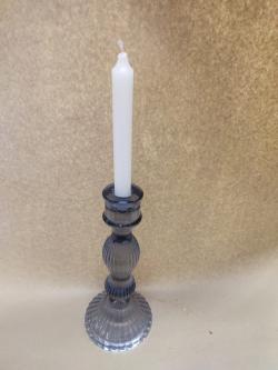  CANDELABRO VIDRIO AZULADO 25CM  