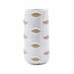  JARRON CERAMICA LABIOS CREMA 10X22CM 