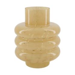  JARRON ONDULADO CREMA/VERDE 17X22CM